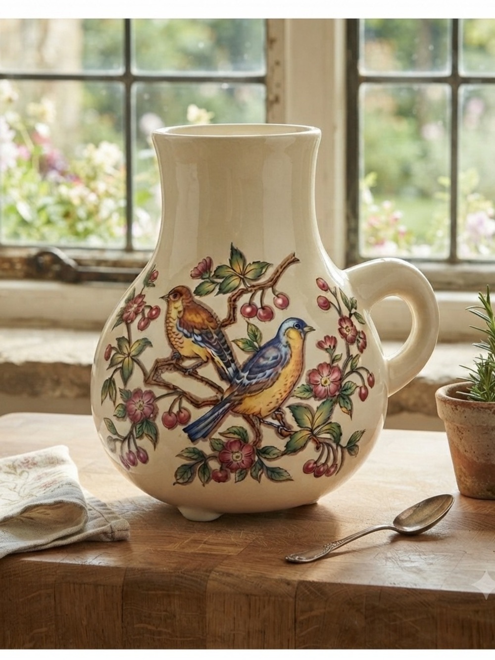 Lord & Taylor Birds and Blossoms Pitcher Vase Creamer Made In Japan